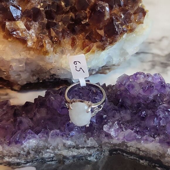 Size 7 Snow Quartz Gemstone Silver Plated Rings - Picture 14 of 14